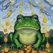 einender Frosch auf den Geld hernieder regnet