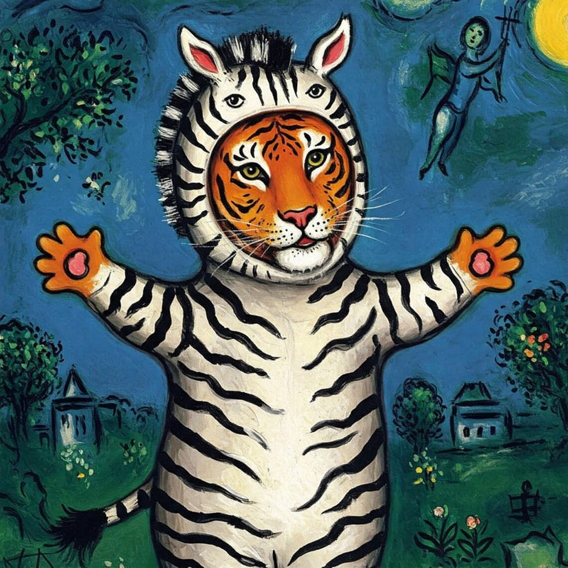 Tiger im Zebrakostüm